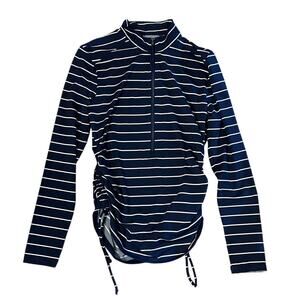 Carve Designs Navy Striped Ruched Swim Top RashGuard Size XS